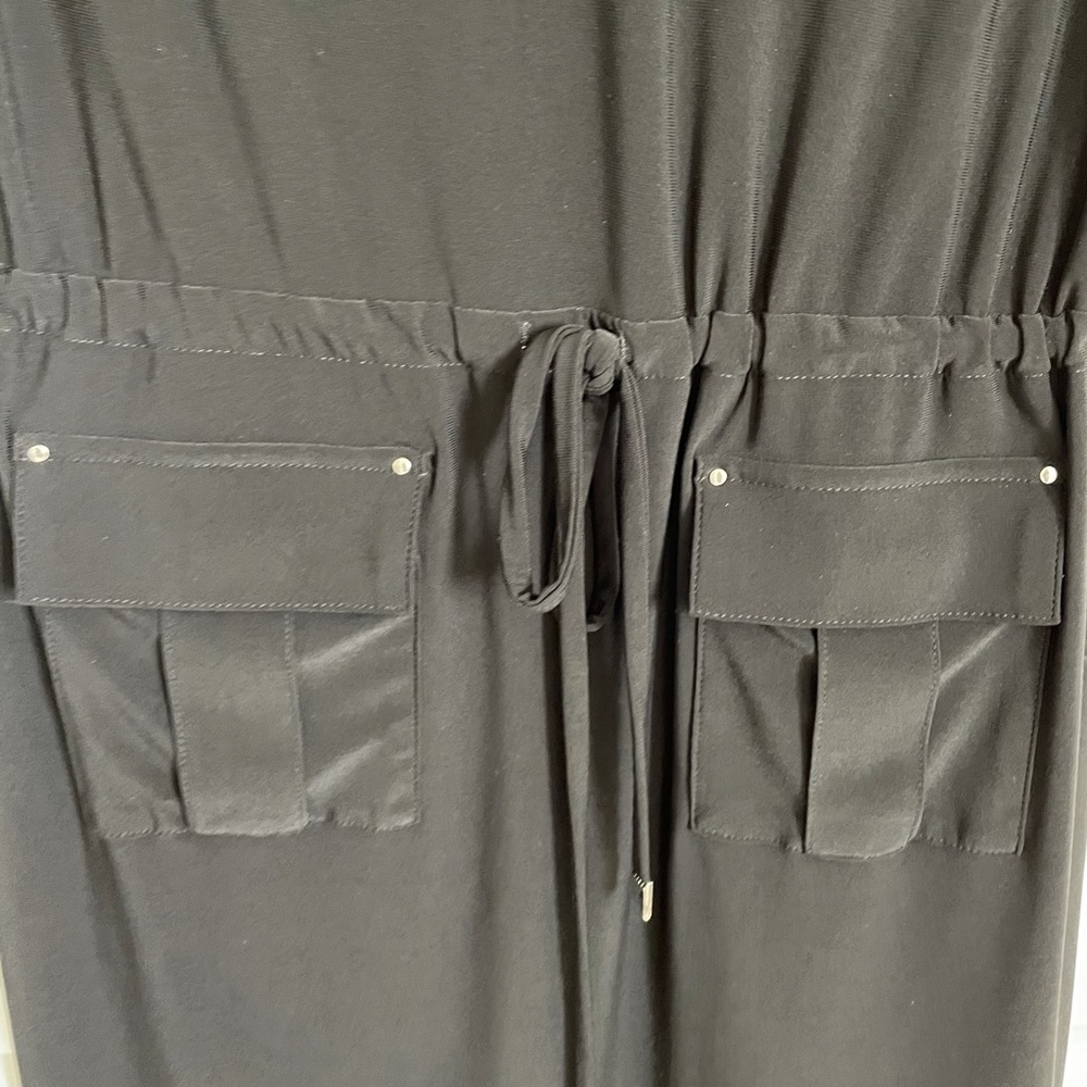 Whbm Structured Black Pocket Button Down Dress 4 - image 6